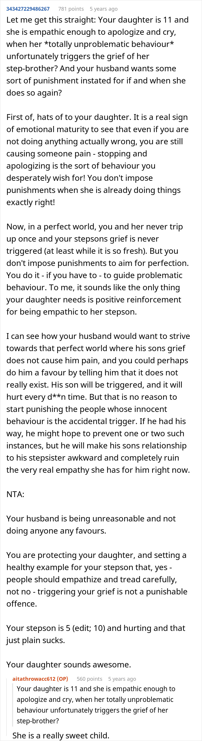 Reddit comment discussing stepdad suggesting punishment for kid using native language the son doesn&rsquo;t understand, mom horrified.