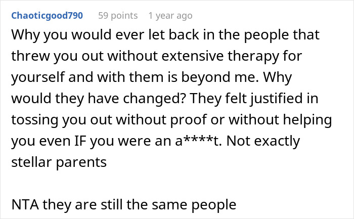 Screenshot of a Reddit comment discussing a woman's old fight with stepsister and cutting ties with family years later.