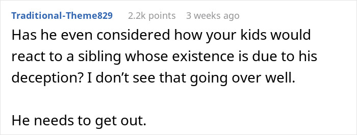 Text post discussing the impact of a husband hiding an affair on family dynamics and children’s reactions. Text post discussing the impact of a husband hiding an affair on family dynamics and children’s reactions.