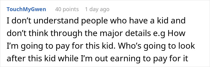 Screenshot of an online comment discussing the financial challenges of childcare and the value of babysitters&rsquo; living wages.