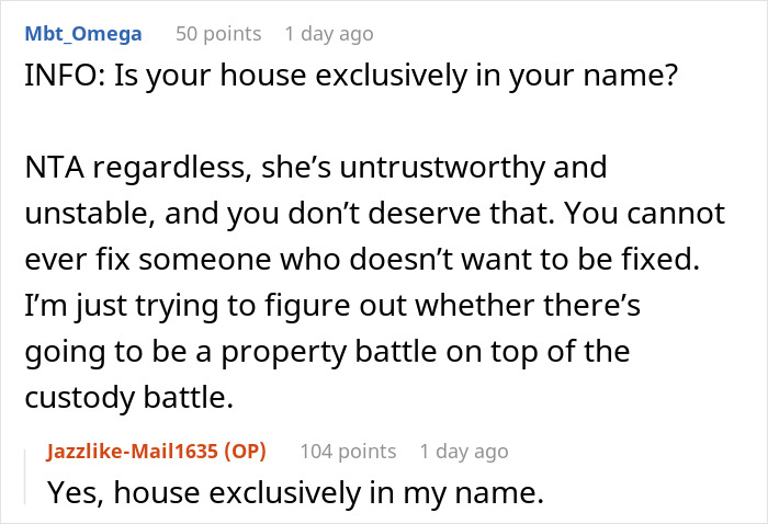 Text conversation about trust and property concerns in a relationship with man giving pregnant girlfriend an ultimatum.