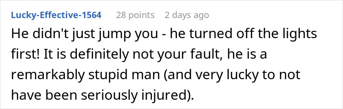 Screenshot of a comment discussing a prank gone wrong where a knife slipped, causing a man to end up in the ER.