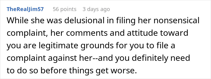 Screenshot of a social media comment discussing a delusional complaint about not inviting a coworker to a wedding.