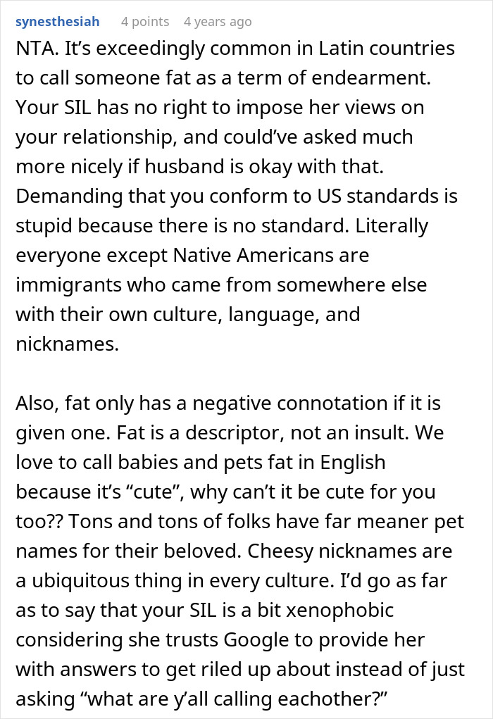 Screenshot of a woman shocked by the cruel nicknames her brother's wife uses, discussing cultural differences in nicknames. Screenshot of a woman shocked by the cruel nicknames her brother's wife uses, discussing cultural differences in nicknames.