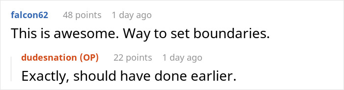 Screenshot of a Reddit comment thread discussing a woman setting boundaries with her friend&rsquo;s boyfriend about money.