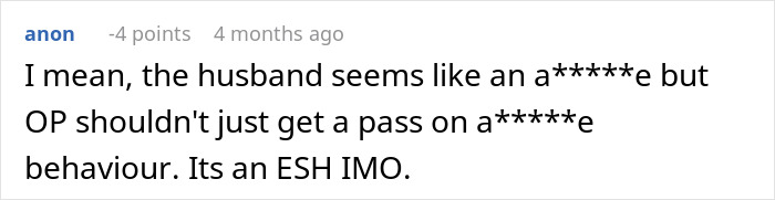 Screenshot of an online comment discussing the dilemma about divorcing a husband due to issues related to his ex. Screenshot of an online comment discussing the dilemma about divorcing a husband due to issues related to his ex.