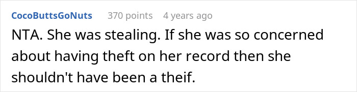 Screenshot of a forum comment discussing a thief claiming to know the owner after stealing vegetables from the actual owner.