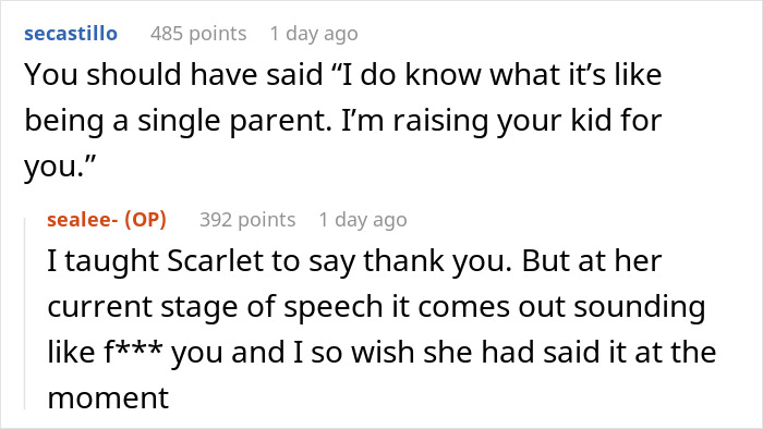 Screenshot of a Reddit conversation about a 19YO raising sister&rsquo;s kid and responding defensively to criticism.
