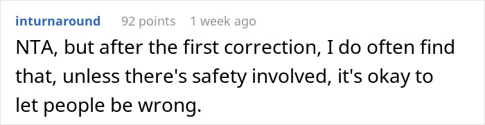 Screenshot of a user comment discussing a woman correcting her mother-in-law about the baby&rsquo;s name origin.