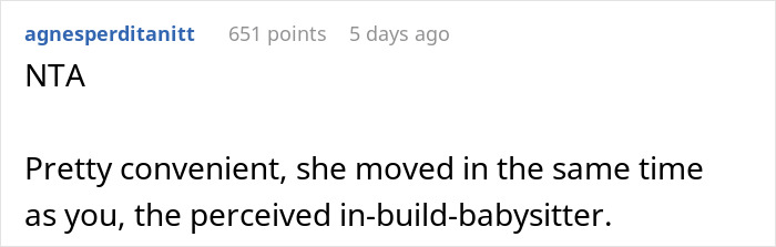 Screenshot of a forum comment discussing a teen escaping dad&rsquo;s babysitting trap and walking out after being asked to watch kids.