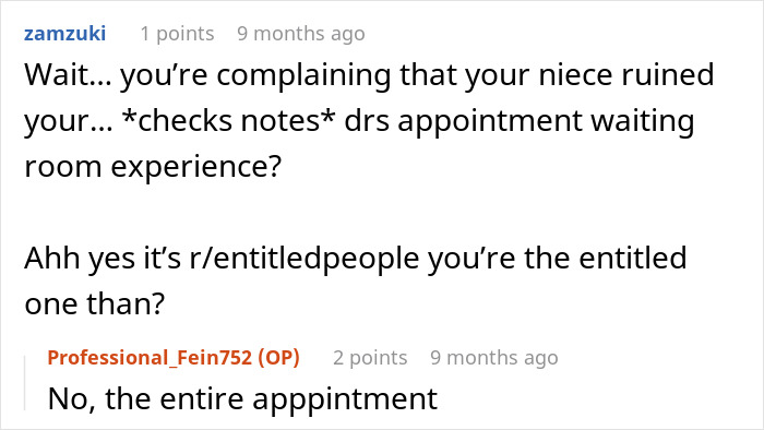 Man taking his 2-year-old niece to a doctor appointment after sister fails to find a babysitter.