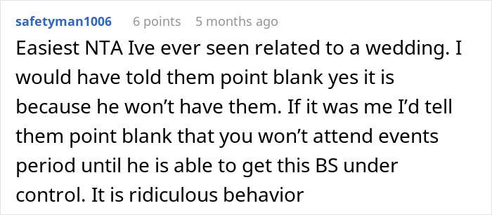 Comment on a Reddit post about a wedding, discussing avoiding a nightmare ex and controlling family events. - 35