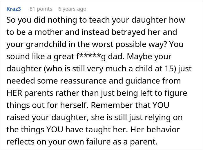 Comment criticizing a dad who called CPS on his teen daughter, discussing parenting and family trust issues.