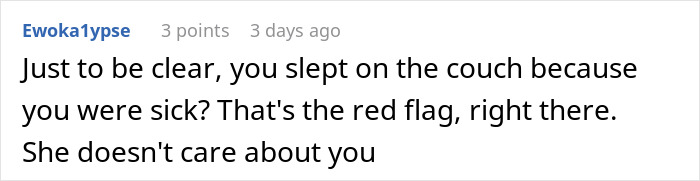 Comment discussing doubts about a relationship where a man expects special treatment from his girlfriend on his birthday.