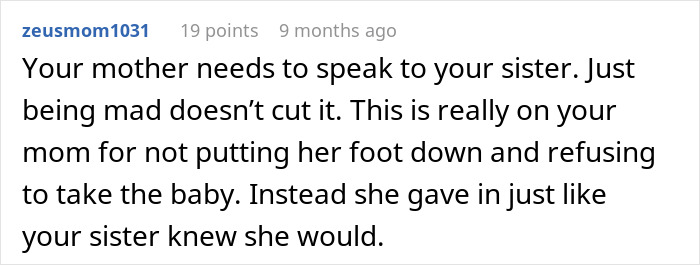 Screenshot of a user comment discussing a man stuck taking his 2-year-old niece to a doctor appointment.