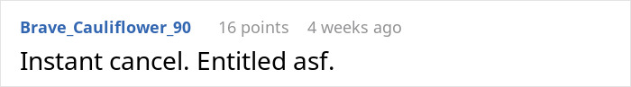 Screenshot of an online comment calling a customer entitled for demanding an Instacart shopper drag water up 17 floors.