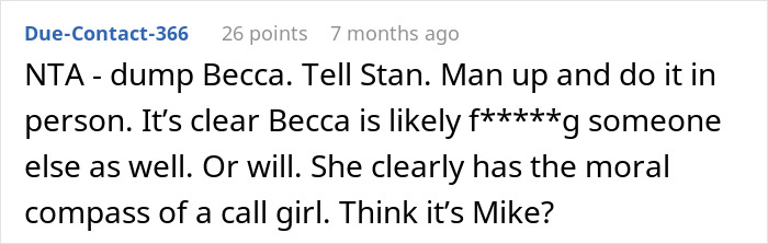 Text message about a woman planning to pass off affair pregnancy as boyfriend’s, while bestie’s boyfriend is angry and may expose her. Text message about a woman planning to pass off affair pregnancy as boyfriend’s, while bestie’s boyfriend is angry and may expose her.