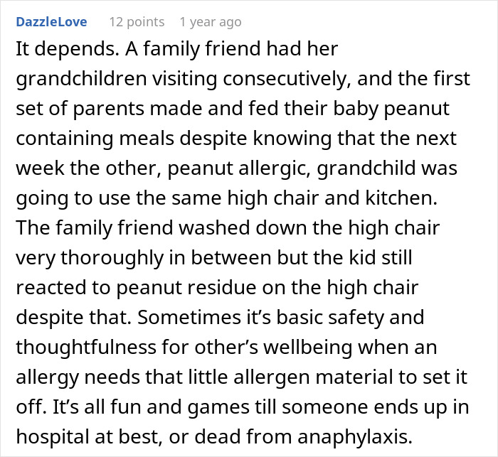 Man upset as girlfriend buys peanut butter cake to eat at work, knowing he can&rsquo;t eat it due to allergy.