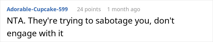 Comment discussing suspicion about getting sick after eating food touched by dad, suggesting possible sabotage.