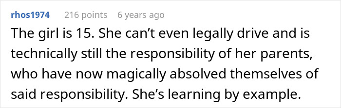 Screenshot of an online comment discussing parental responsibility in context of a dad calling CPS on his teen daughter.