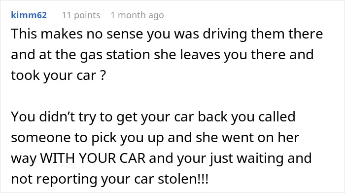 Reddit comment discussing a sister hijacking a road trip and expecting babysitting during the trip. Reddit comment discussing a sister hijacking a road trip and expecting babysitting during the trip.