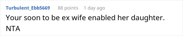 Man refusing to let wife&rsquo;s daughter live with his kids, causing him to leave his marriage.