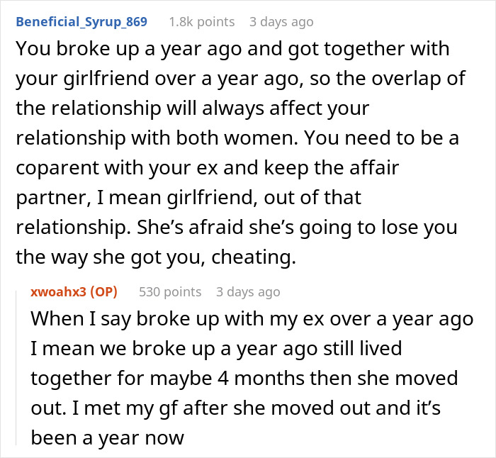 Online discussion showing a woman upset as her boyfriend agrees to mow his ex's lawn, sparking complaints. Online discussion showing a woman upset as her boyfriend agrees to mow his ex's lawn, sparking complaints.