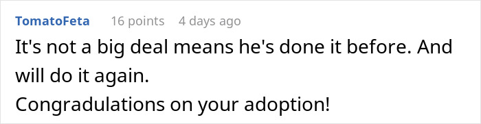 Comment text on a white background about a man wetting the bed and not thinking it&rsquo;s a big deal.