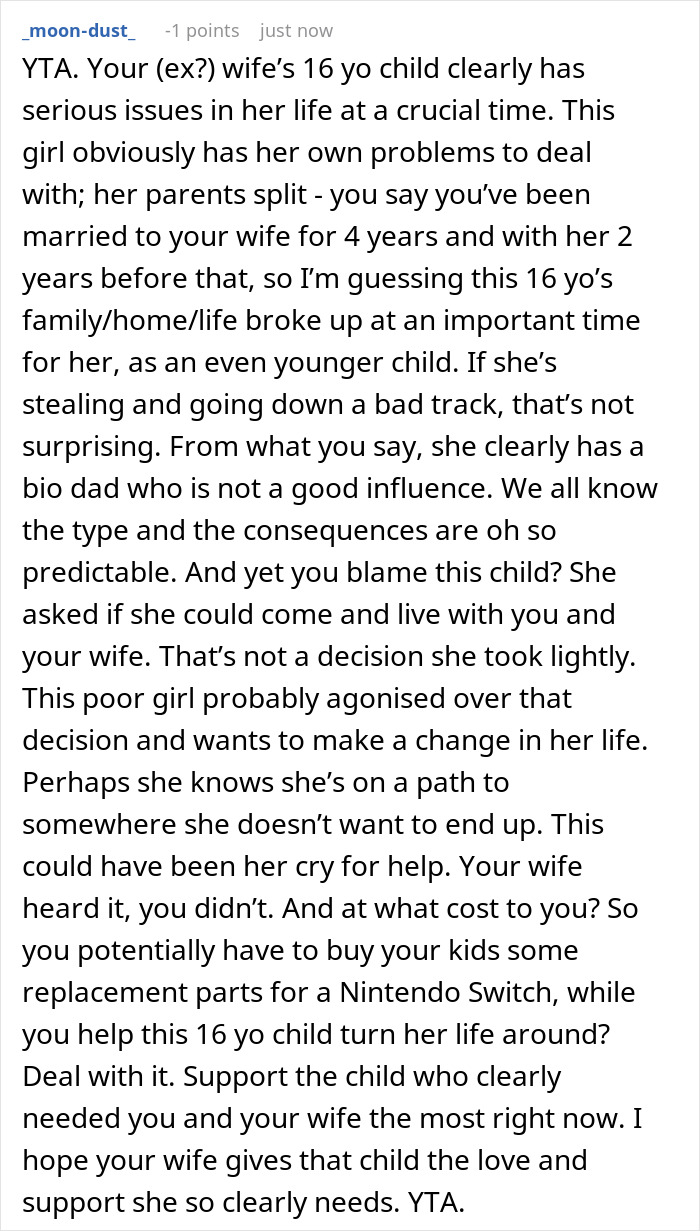 Reddit user discusses man leaving marriage after refusing to let wife&rsquo;s daughter live with his kids, highlighting family issues.