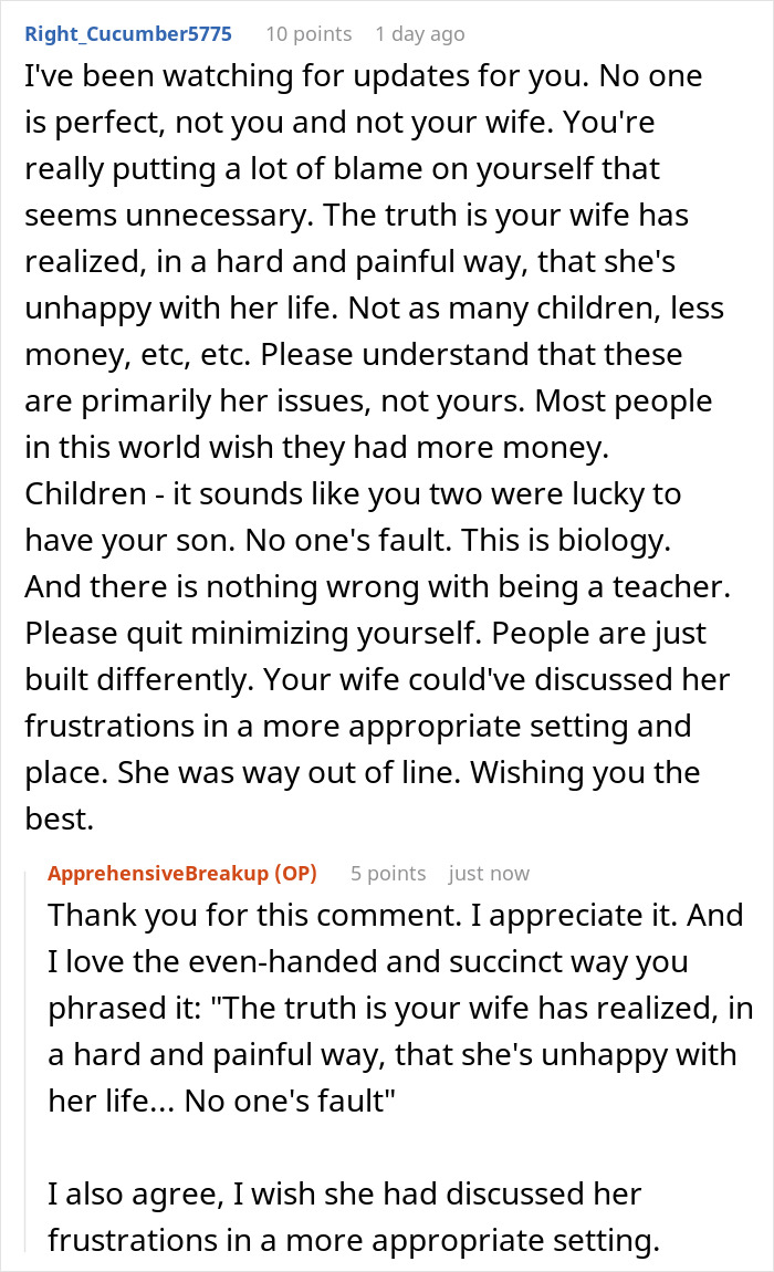 Reddit comment about wife humiliating husband by unleashing years of resentment on an unwanted trip.