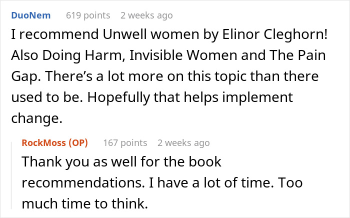 Online discussion about women&rsquo;s chronic pain often being dismissed as dramatic until validated by their husbands.