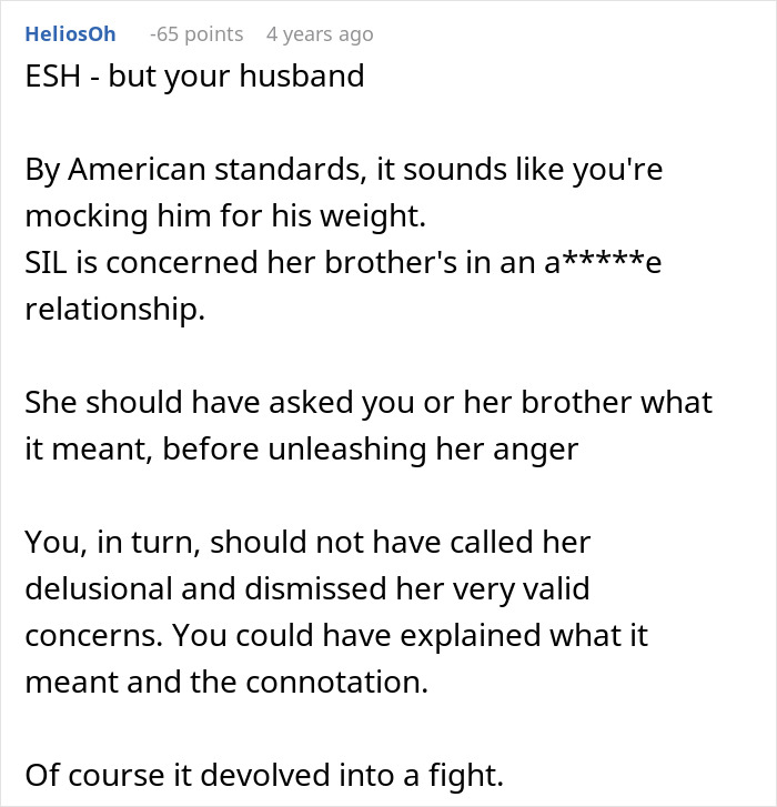 Comment discussing a woman shocked by the cruel nicknames her brother has from his wife and the ensuing conflict. Comment discussing a woman shocked by the cruel nicknames her brother has from his wife and the ensuing conflict.