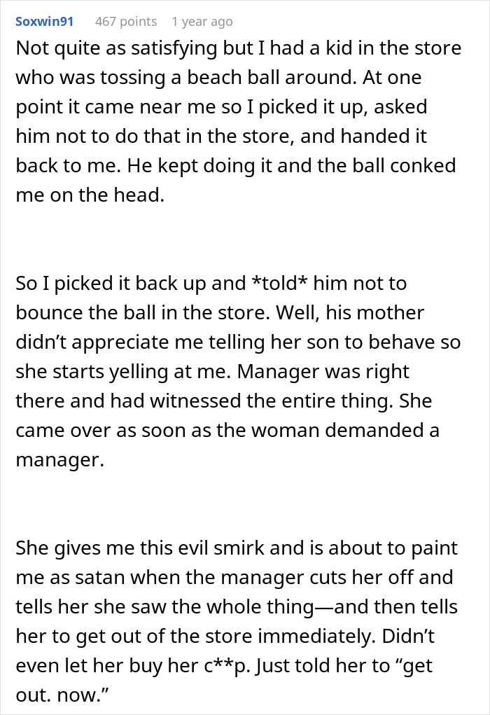 Alt text: Child unattended in pet store causing damage while parents act shocked when charged by staff and manager intervenes.
