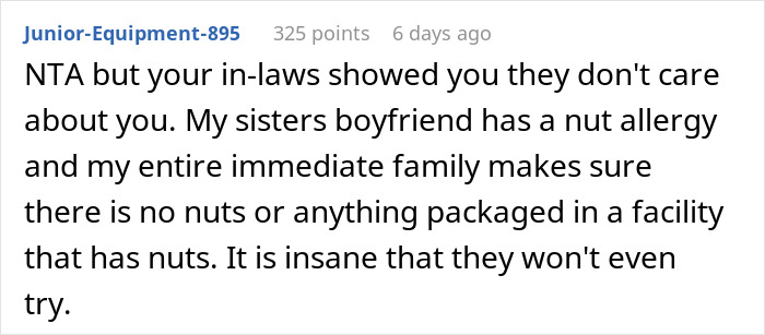 In-Laws Aware Of Woman&rsquo;s Food Restrictions, Are Mad She Finds A Way To Not Eat Their Unsafe Food