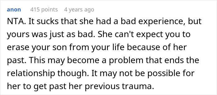 Commenter sharing perspective on a guy refusing to remove tattoo of late son&rsquo;s name despite girlfriend&rsquo;s trauma trigger.