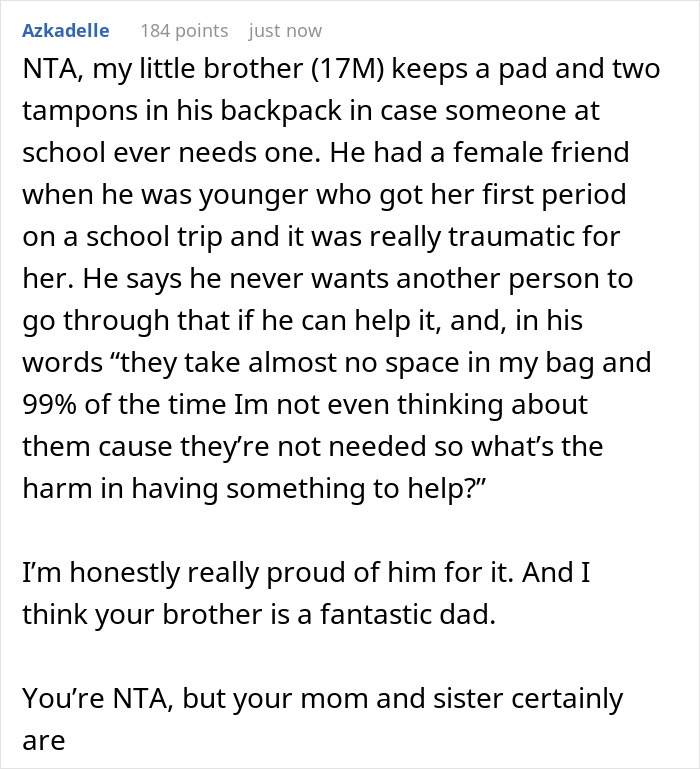 Comment about son carrying pads for daughters, facing criticism and being called a dinosaur by a lady in a teary fit.
