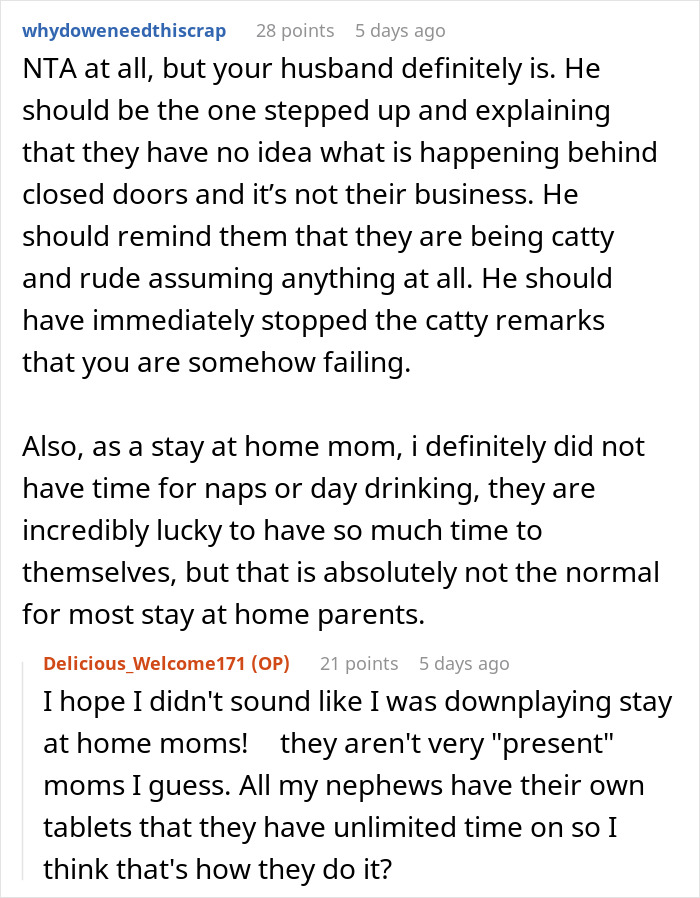 Text conversation discussing challenges of working moms and misconceptions about daycare and stay-at-home parenting. - 19