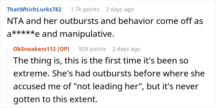 Reddit users discuss a wife accusing husband of domestic violence and manipulating him emotionally online.