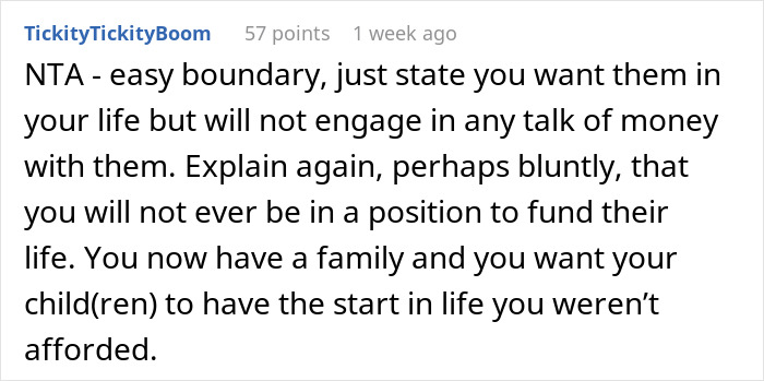 Screenshot of an online comment discussing elderly parents expecting financial support after losing savings on bad business schemes. Screenshot of an online comment discussing elderly parents expecting financial support after losing savings on bad business schemes.