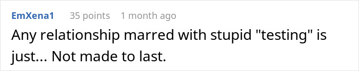 Screenshot of a social media comment discussing confusion and anger over a test involving a girlfriend and boyfriend&rsquo;s sister.