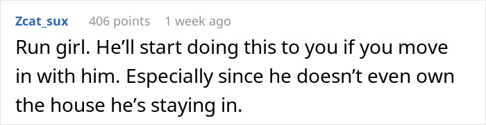 Comment on Reddit warning about boyfriend treating roommate like the help and ordering chores as if he&rsquo;s the boss.