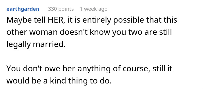 Woman wonders if she should explain to her husband the difference between separation and divorce in a thoughtful moment.