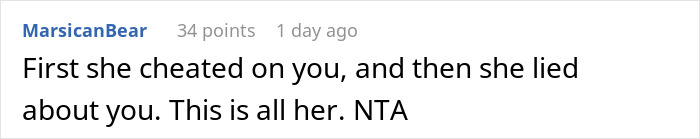 Screenshot of a social media comment discussing a man&rsquo;s alleged divorce, addressing in-laws&rsquo; assumptions about weight.