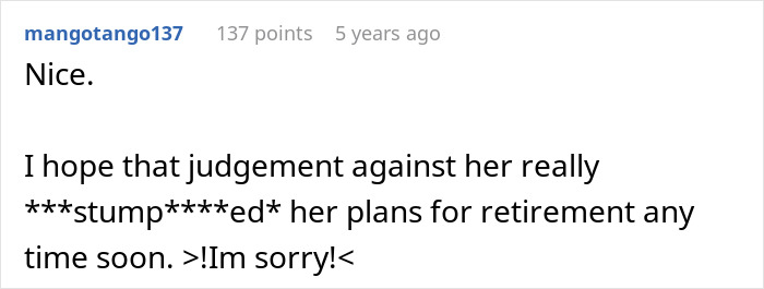 Screenshot of a Reddit comment discussing judgement and consequences related to cutting down a neighbor’s trees. Screenshot of a Reddit comment discussing judgement and consequences related to cutting down a neighbor’s trees.