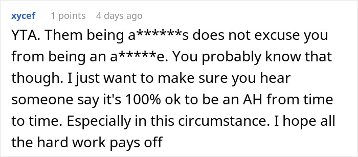 Comment criticizing behavior, emphasizing hard work of a working mom managing once-a-week daycare challenges with in-laws. - 56