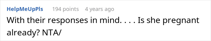 Screenshot of a forum comment discussing a daughter&rsquo;s relationship with parents forbidding her to have a baby at home.