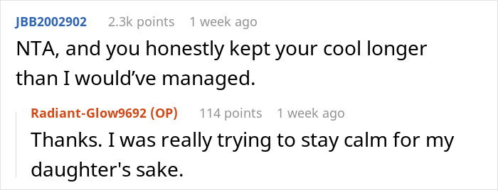 Screenshot of a Reddit conversation about a lady miffed after SIL tells her to stop making niece's birthday about her spiritual awakening.