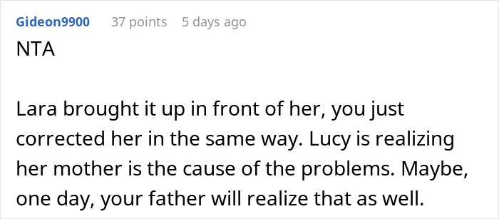 Text post from a user discussing a woman explaining the reason why her grandparents don&rsquo;t see her due to family issues.