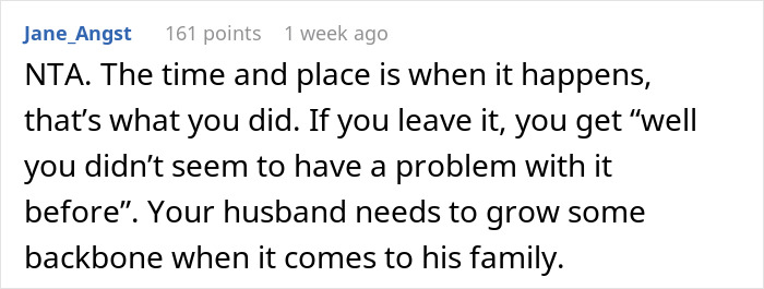 Commenter responding firmly to mother-in-law, addressing baby&rsquo;s name claim and family dynamics online.