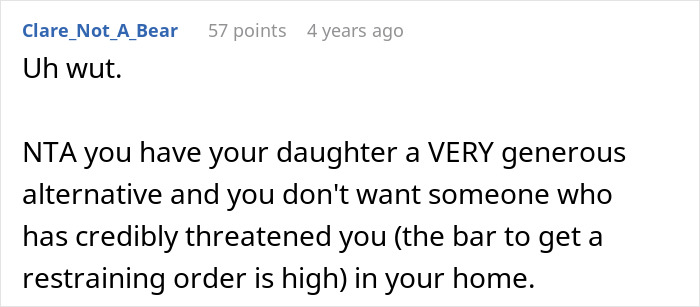 Comment discussing a man refusing to let his daughter get married in his yard, causing relationship issues.